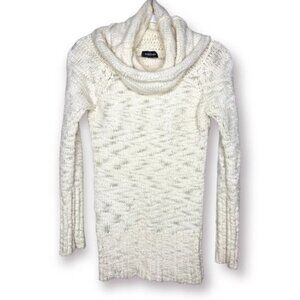 Bebe Size S Ivory Angora Rabbit Fur Wool Blend Cowl Neck Cozy Knit Sweater $135